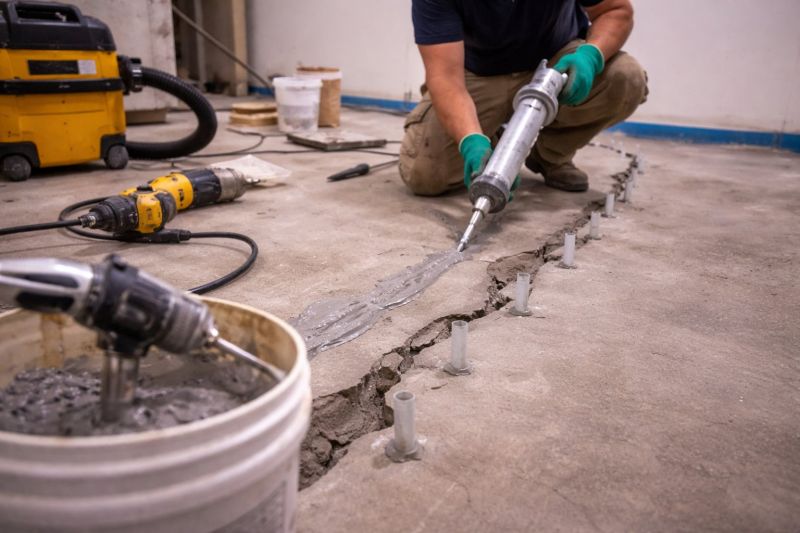 Cracked Basement Floor Repair in Mooresville, NC